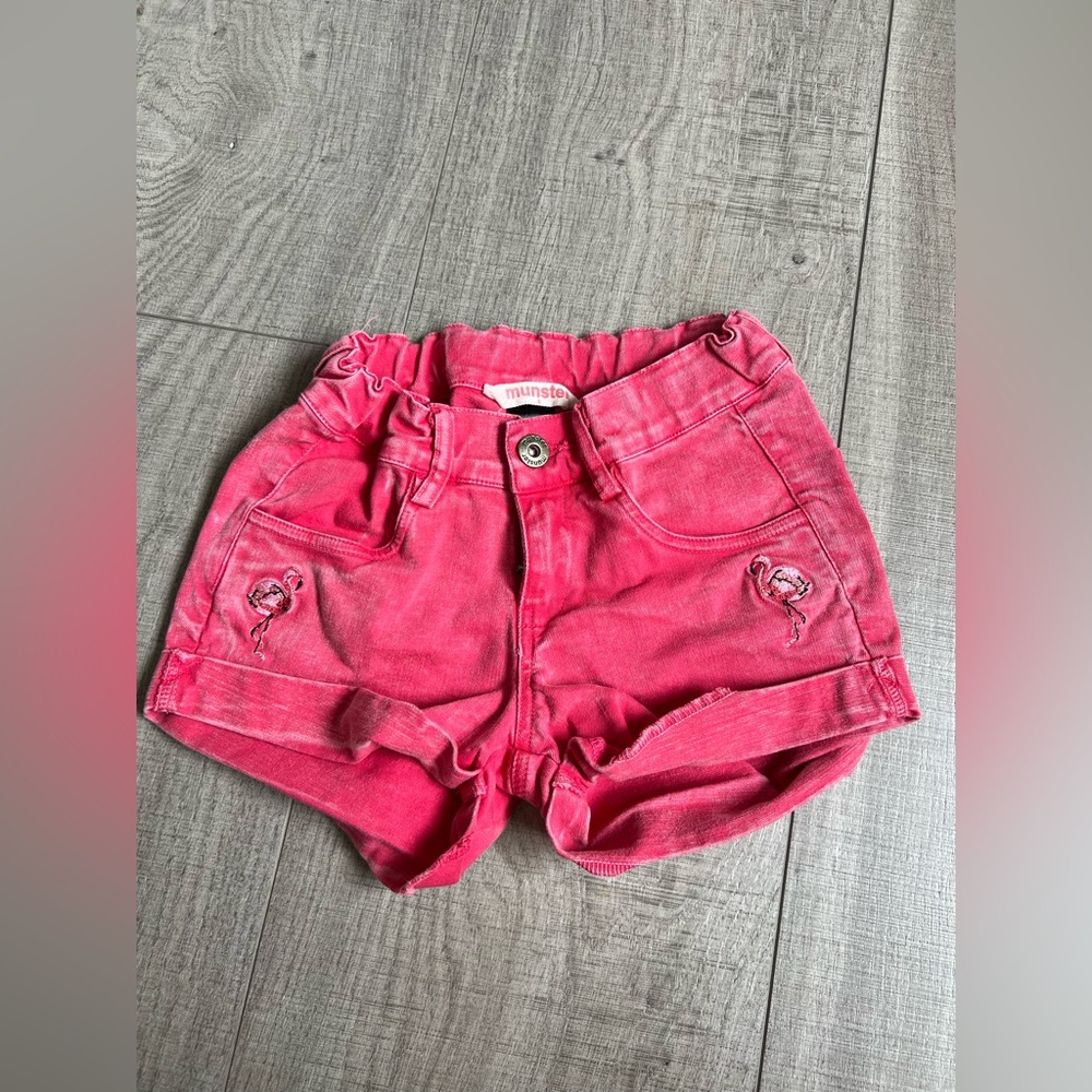 Munster Vibrant Pink Cotton Shorts With Flamingoes 4T